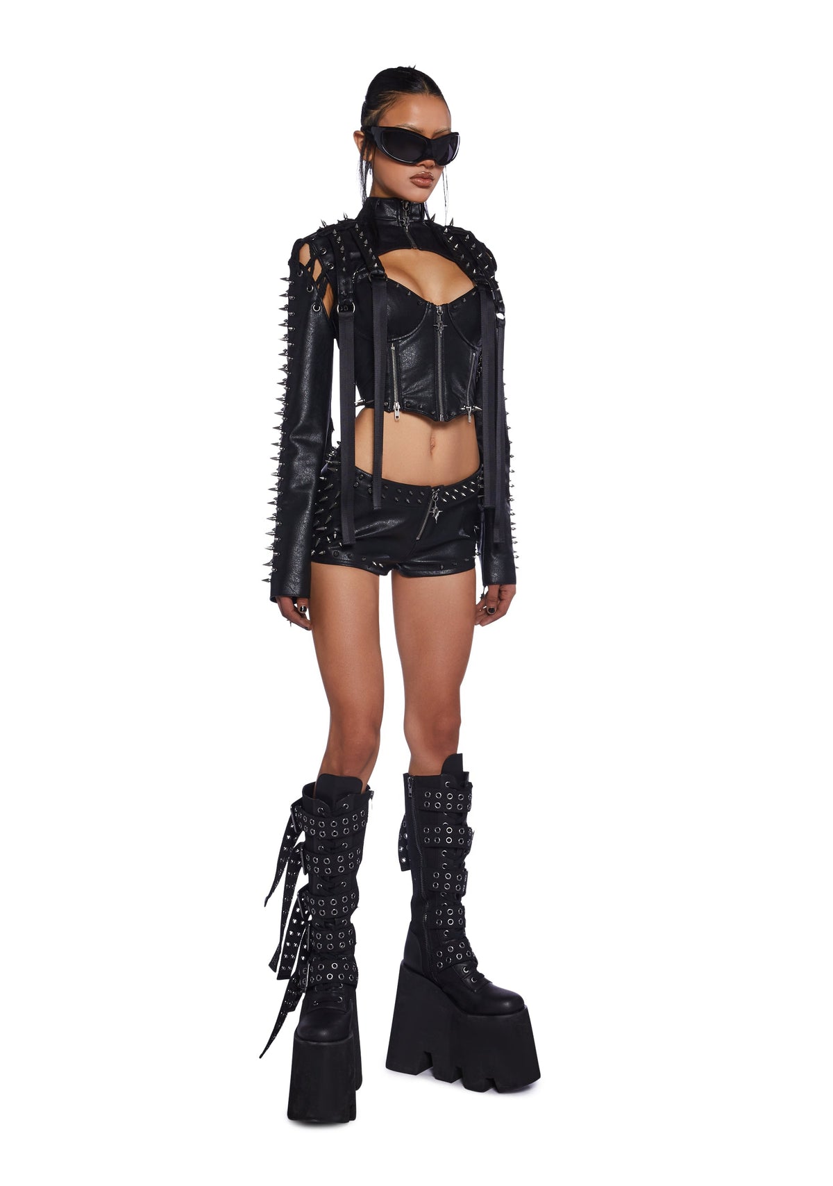 Downbeat Spiked Micro Shorts
