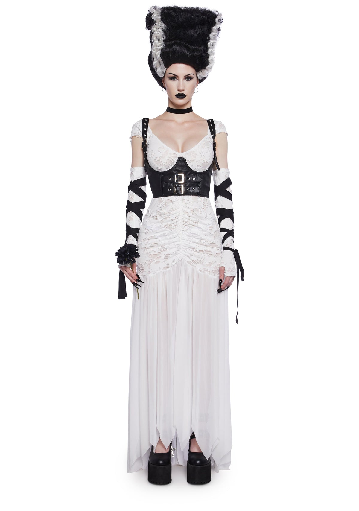 Reanimated Bride Premium Costume And Wig Set