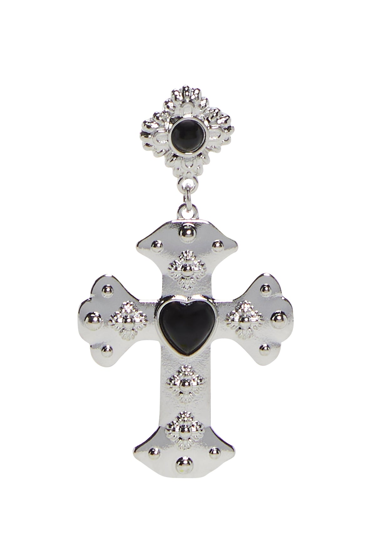 Devoted Heart Cross Drop Earrings
