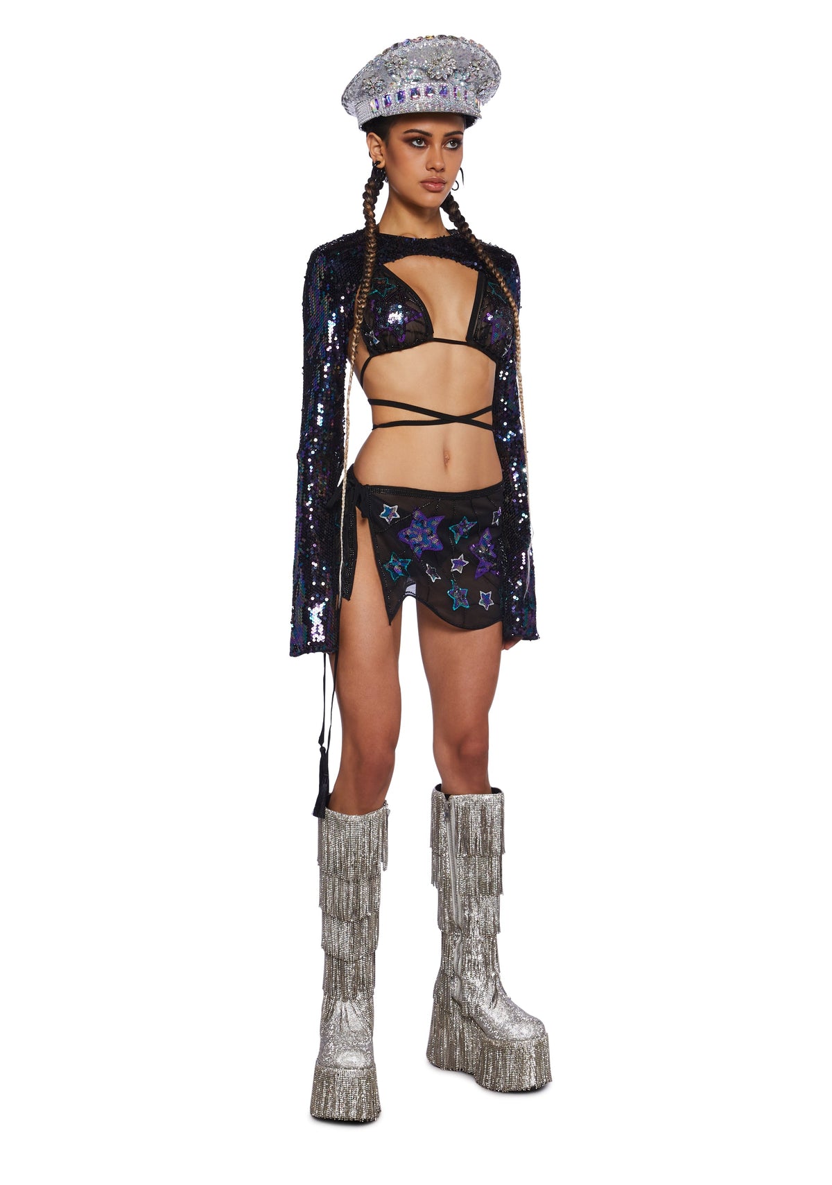 Apocalyptic Rodeo Sequin Shrug - Black