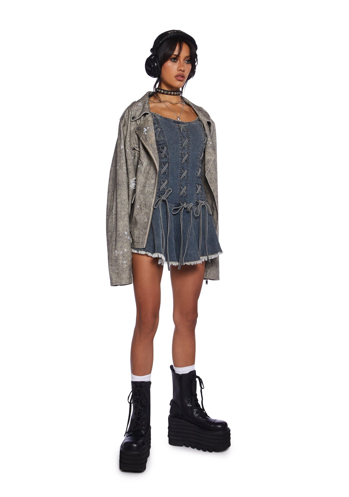 Little Miss Attitude Mini Dress - Light Blue