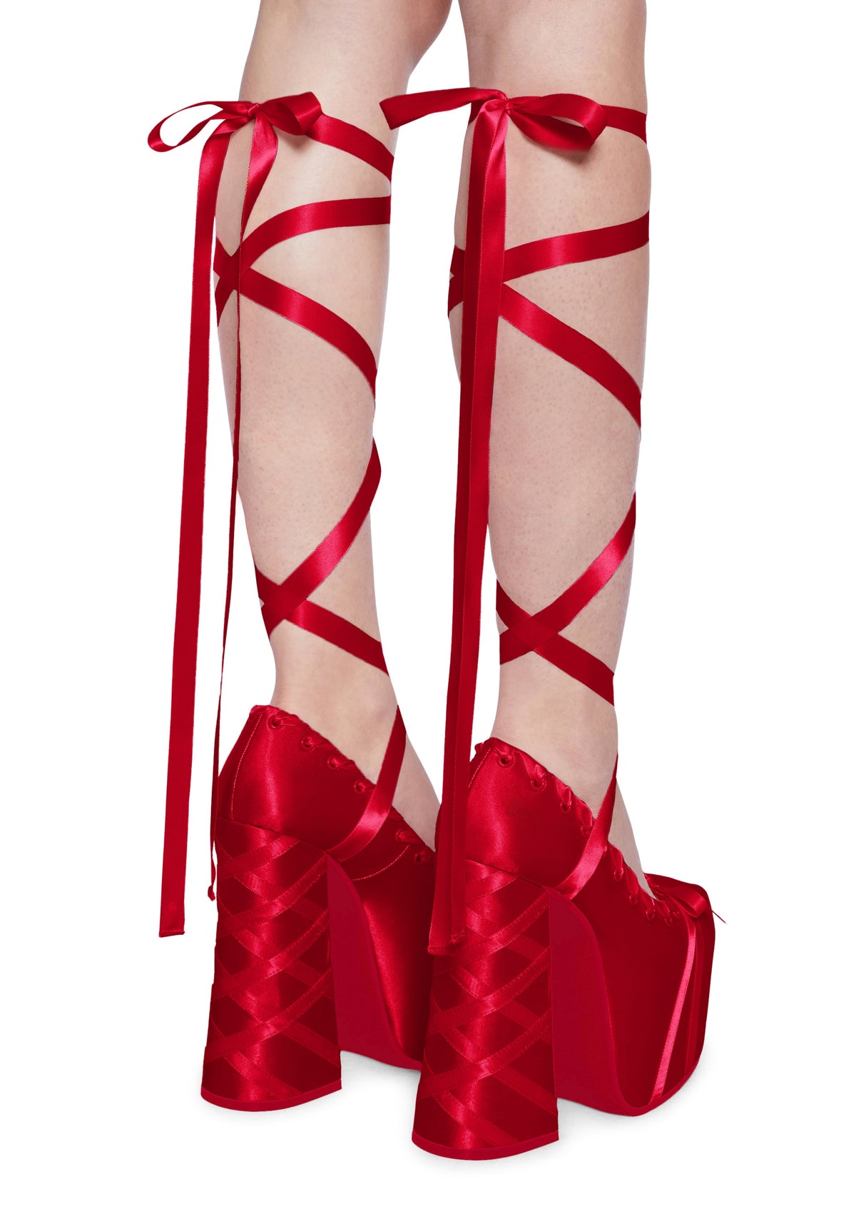 Sweet Sonata Ballet Wrap Heels- Red