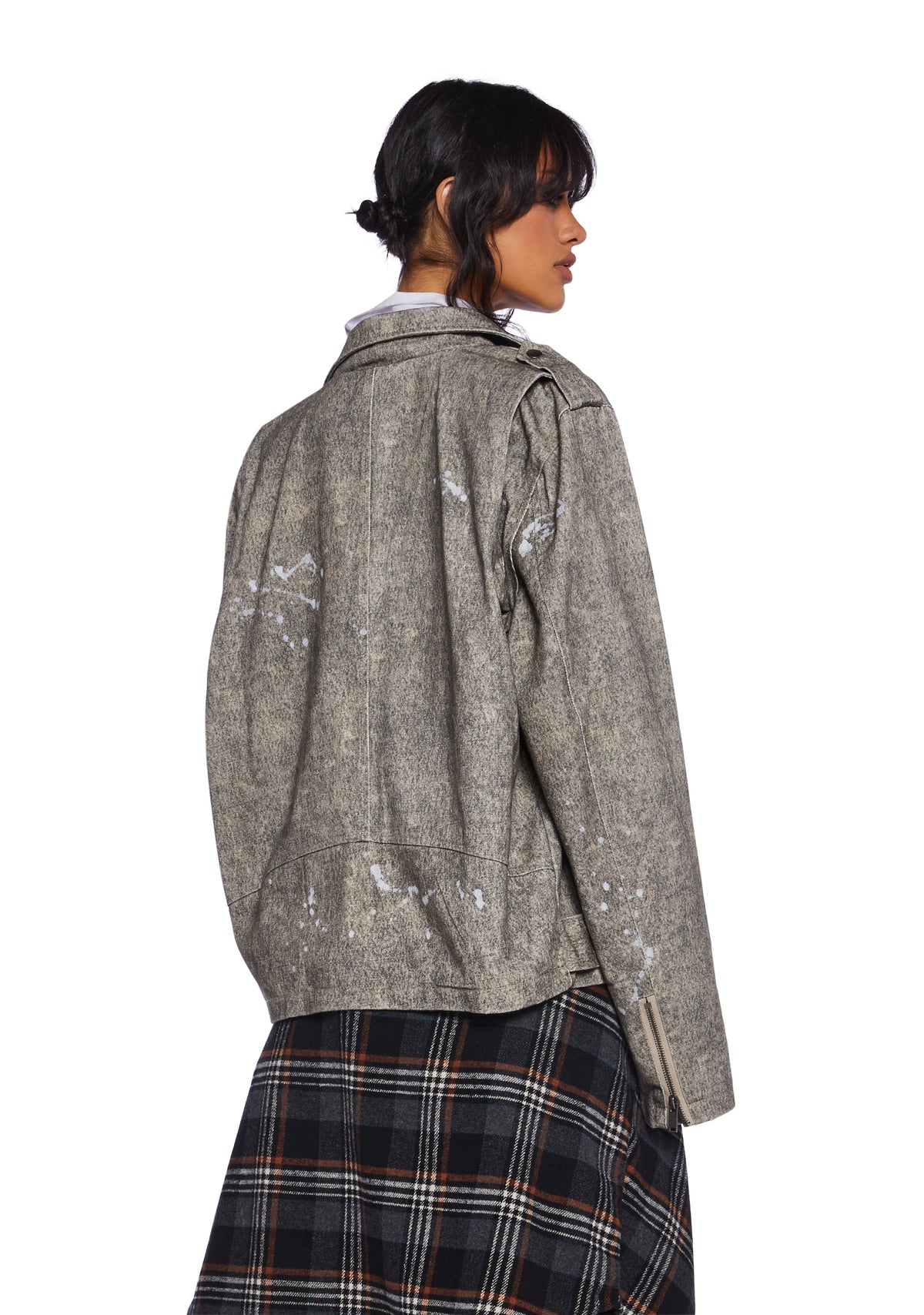 Live Thru This Acid Wash Moto Jacket