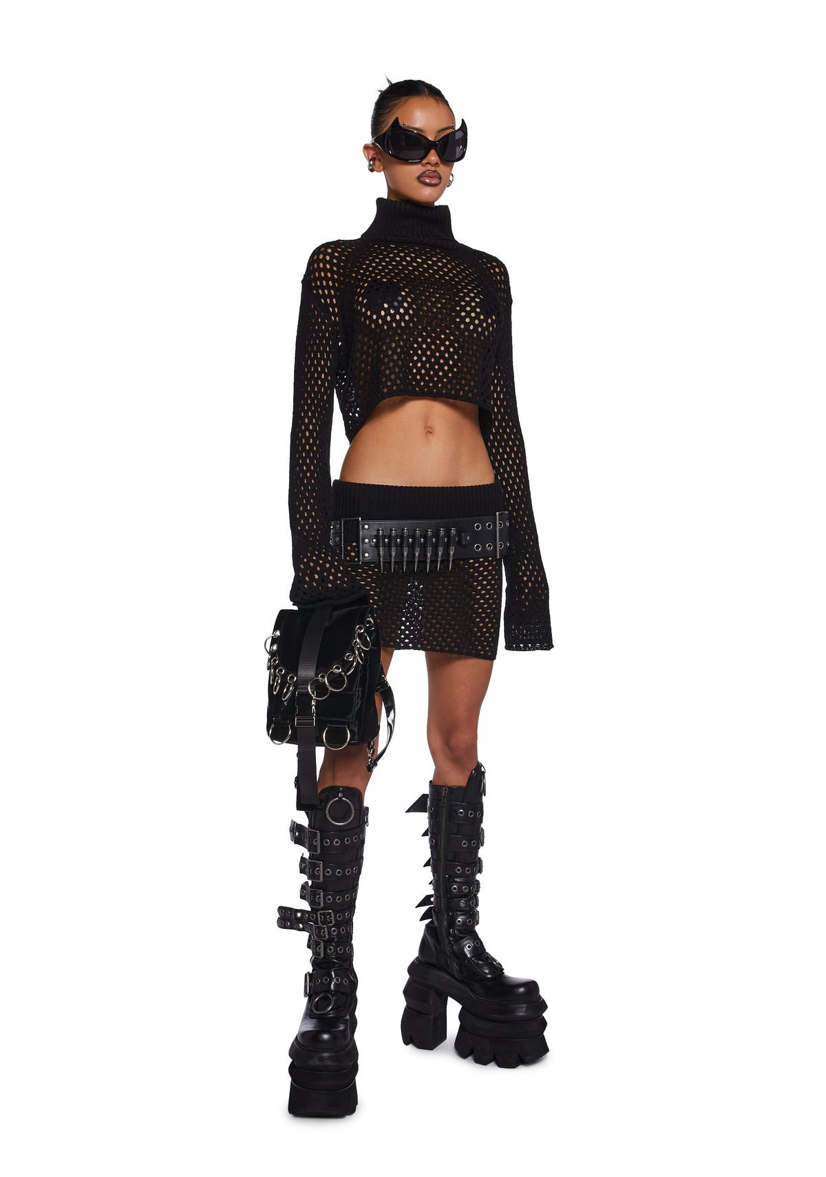Diatonic Fishnet Mini Skirt
