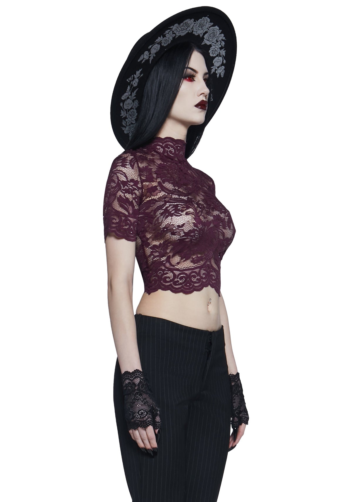 Ominous Trance Lace Top - Wine