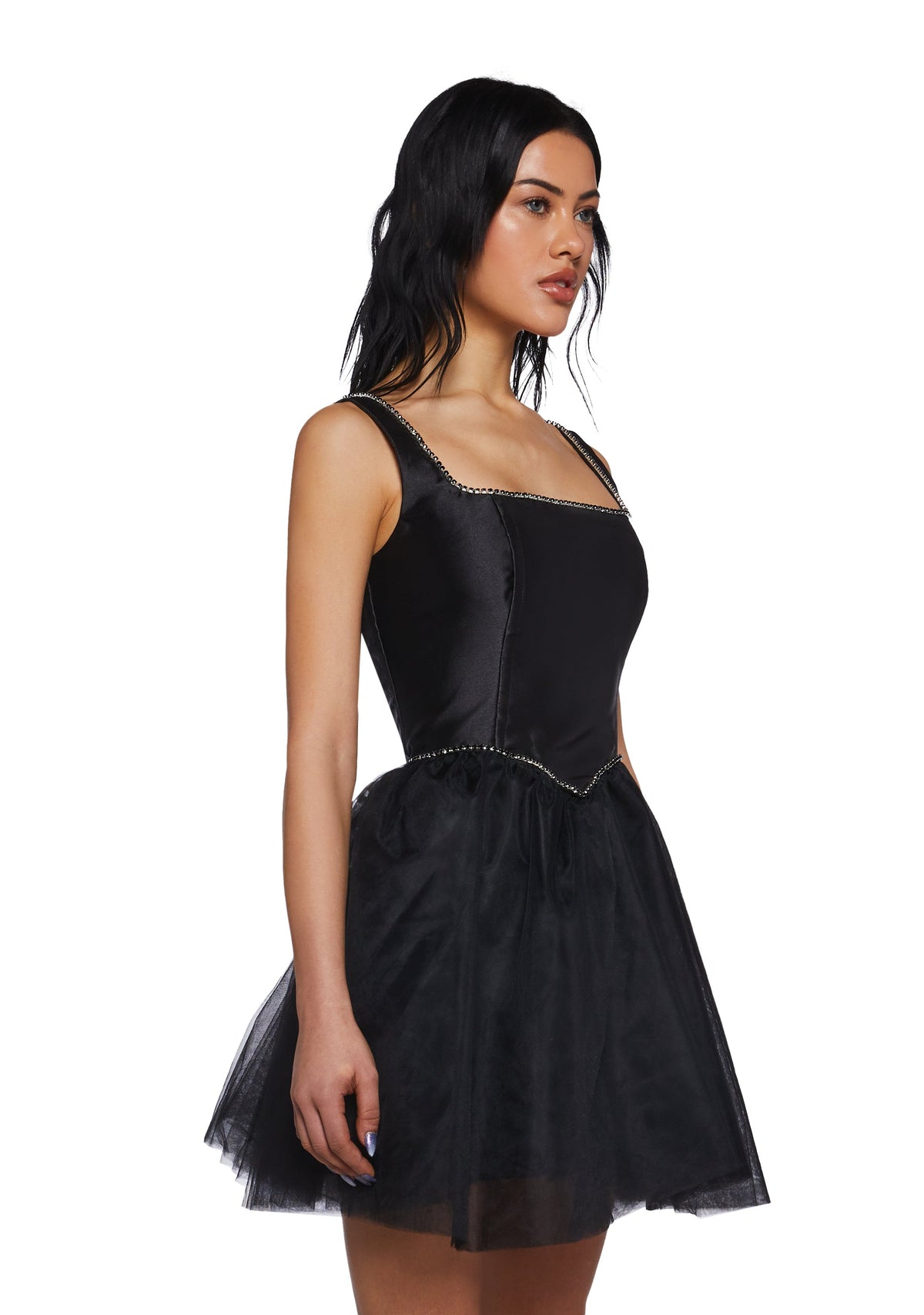 Polished Pirouette Corset Dress - Black