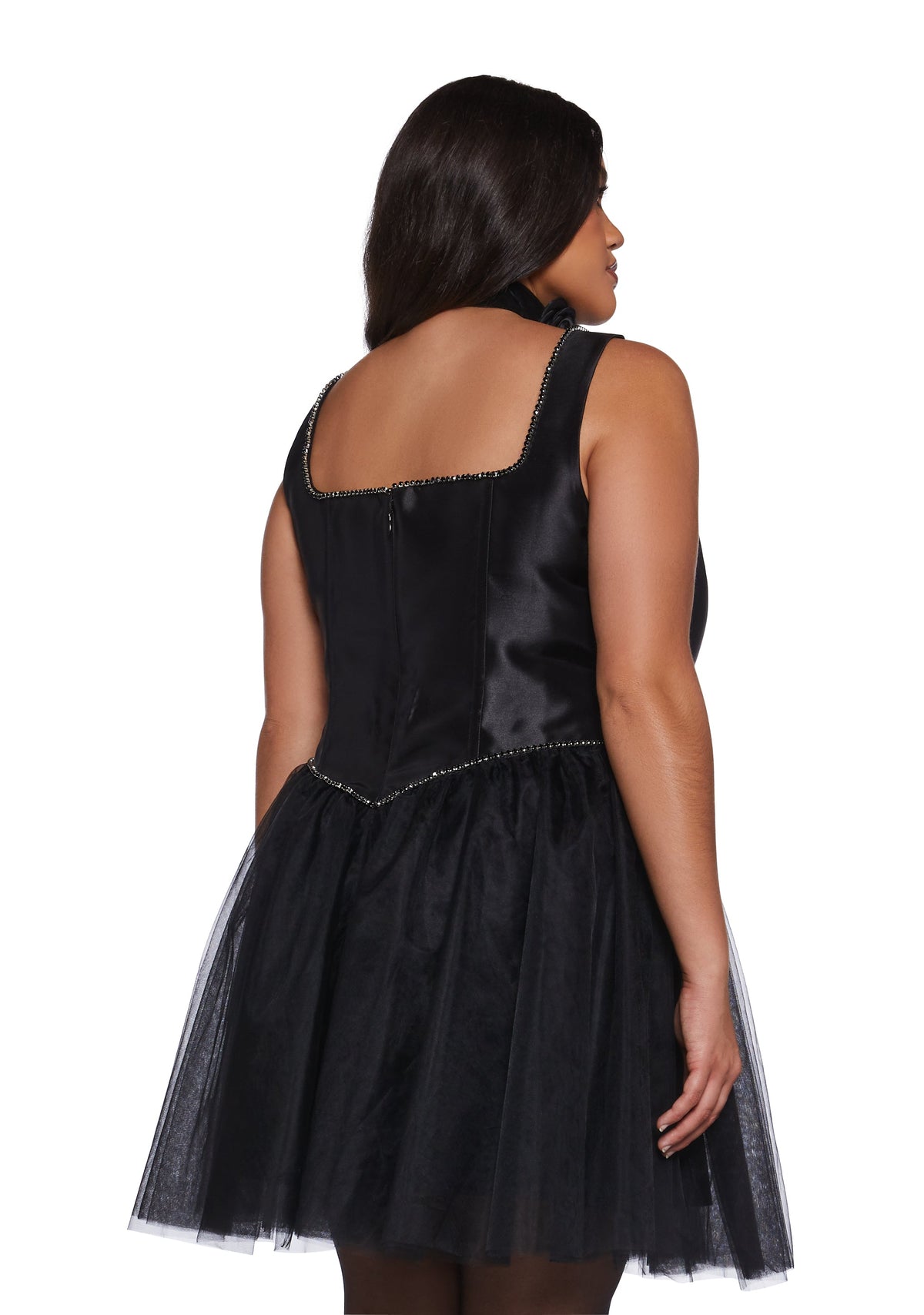 Polished Pirouette Corset Dress - Black