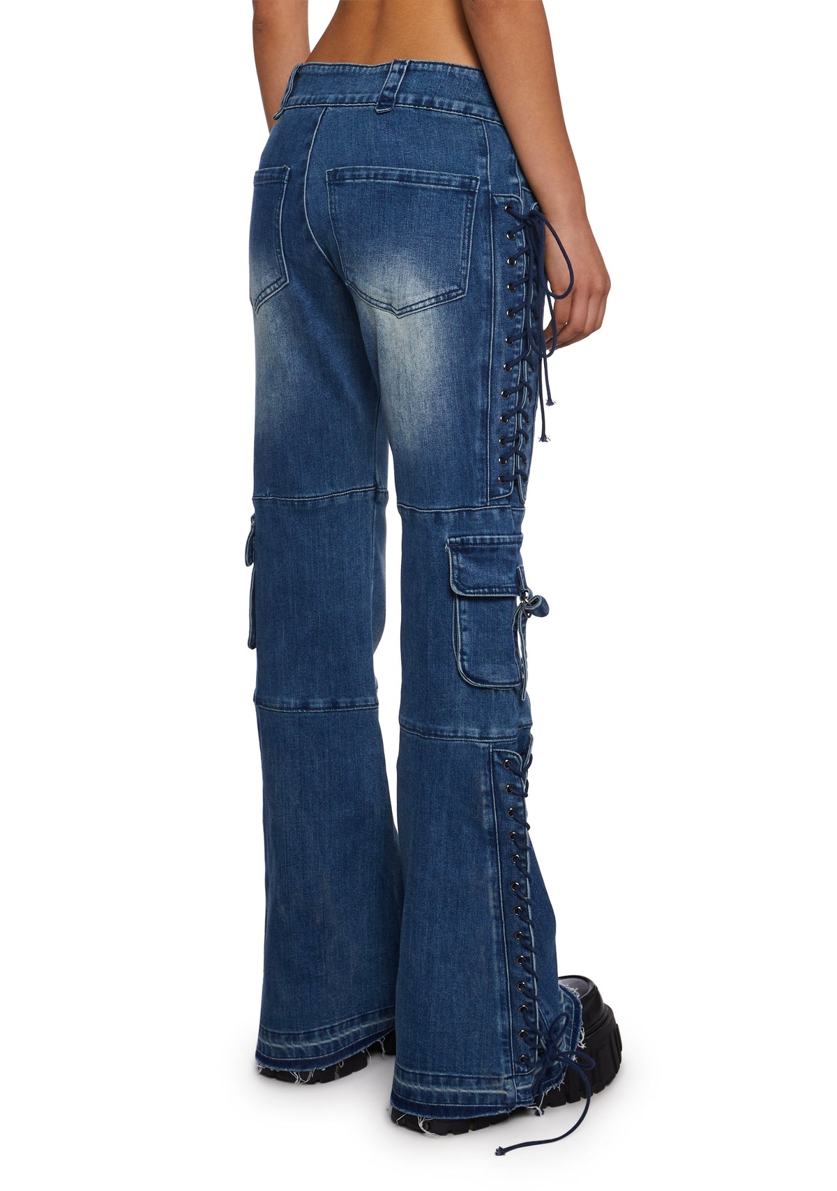 Something To Prove Lace-Up Flare Jeans
