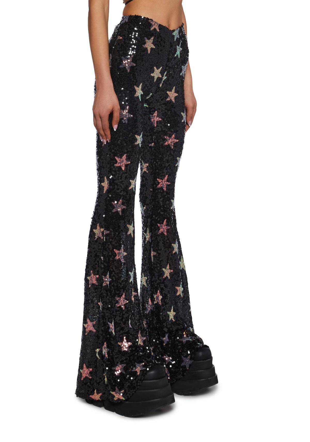 Celestial Groove Sequin Flare Pants