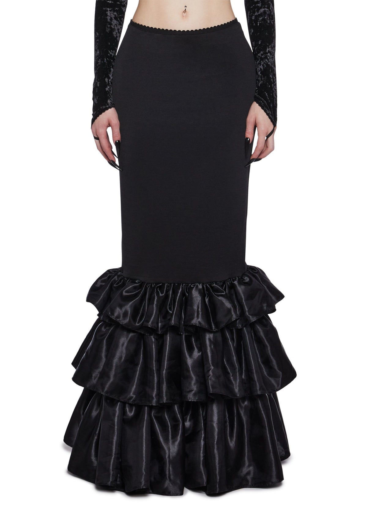 Shadowed Grandeur Bustle Maxi Skirt
