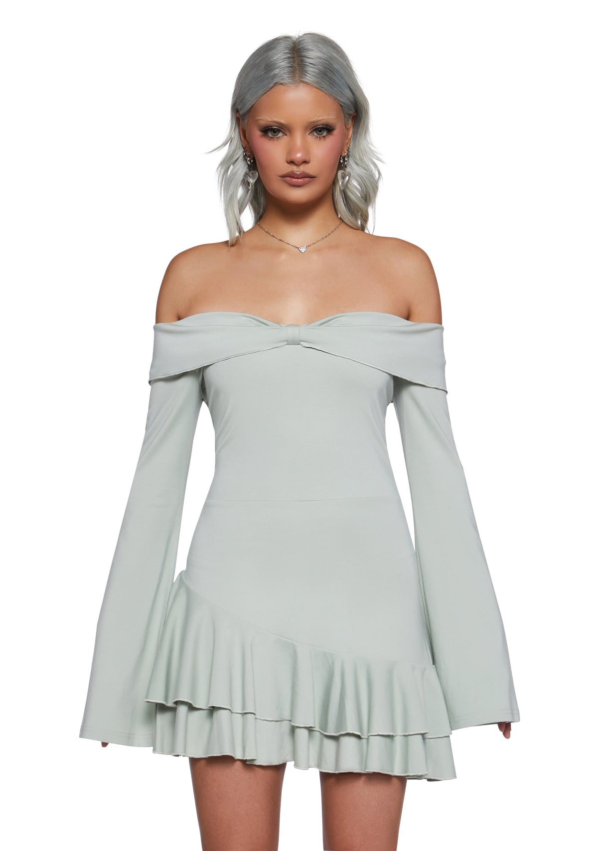 In Her Element Off The Shoulder Dress - Green