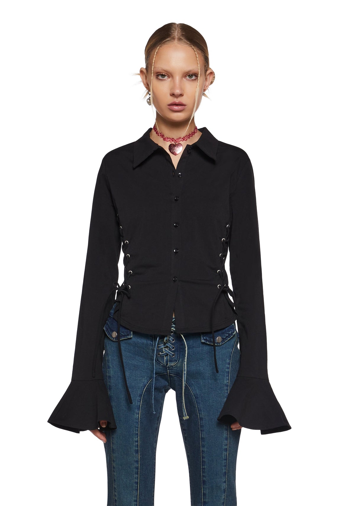 Rare Moment Collared Top - Black
