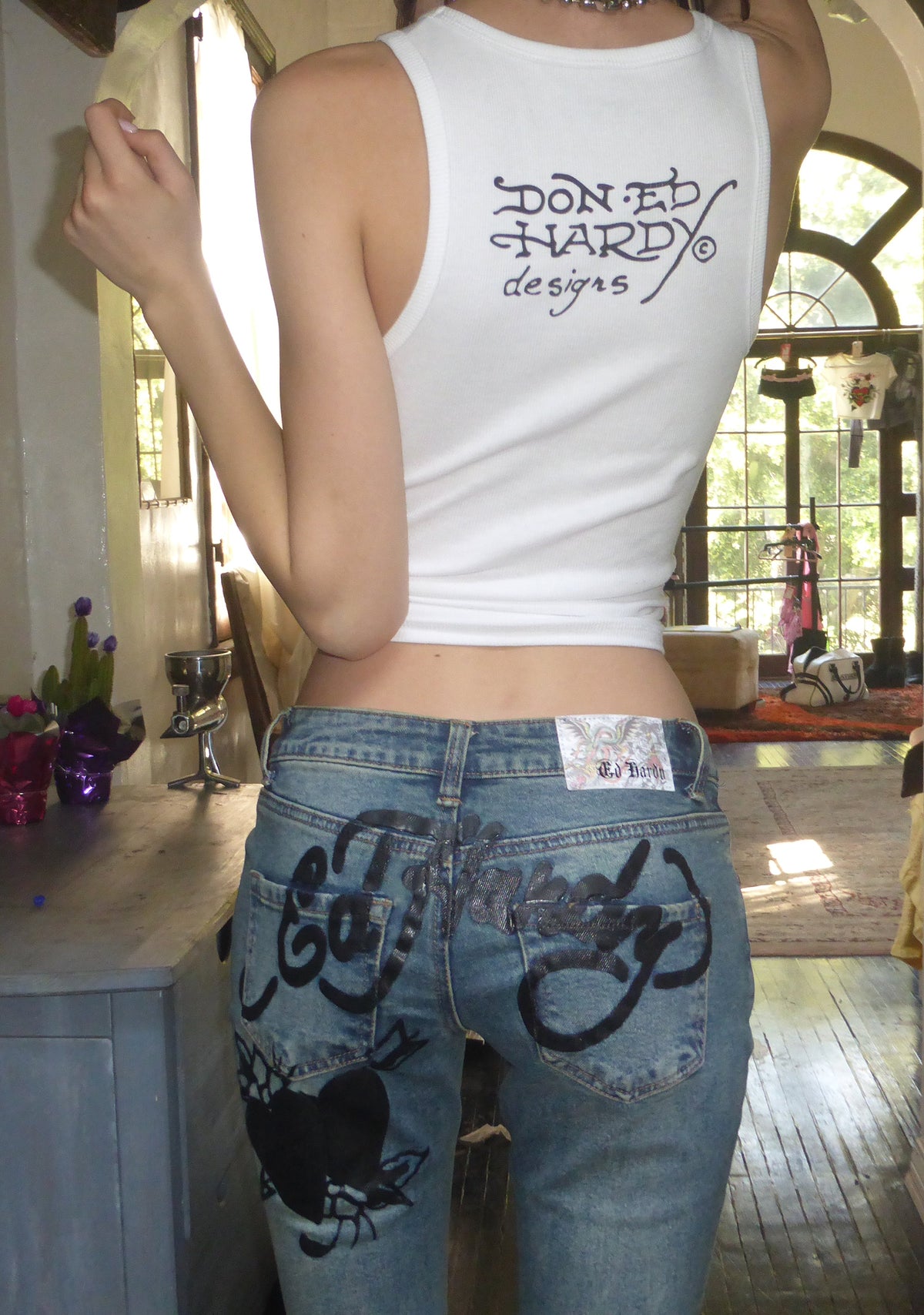 Butterfly Denim Flared Jeans