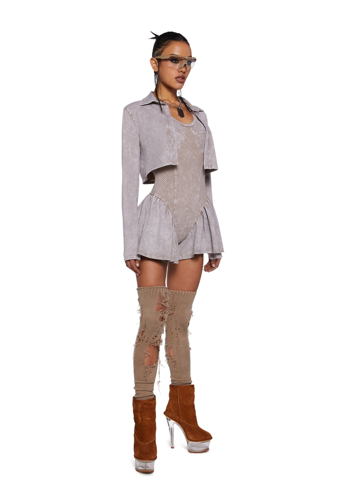 Crossfaded Love Romper With Shrug