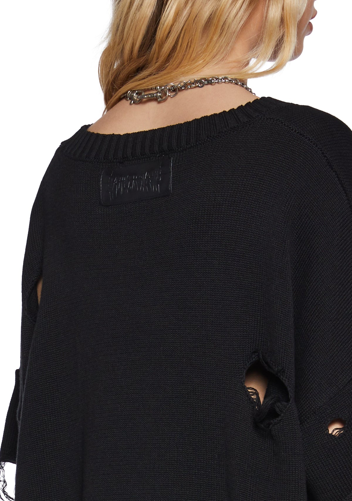 Filter Unisex Oversized Distressed Sweater - Black