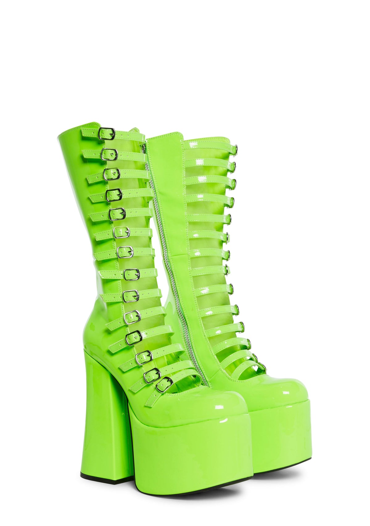 Hardcore Dazzle Platform Boots - Neon Green