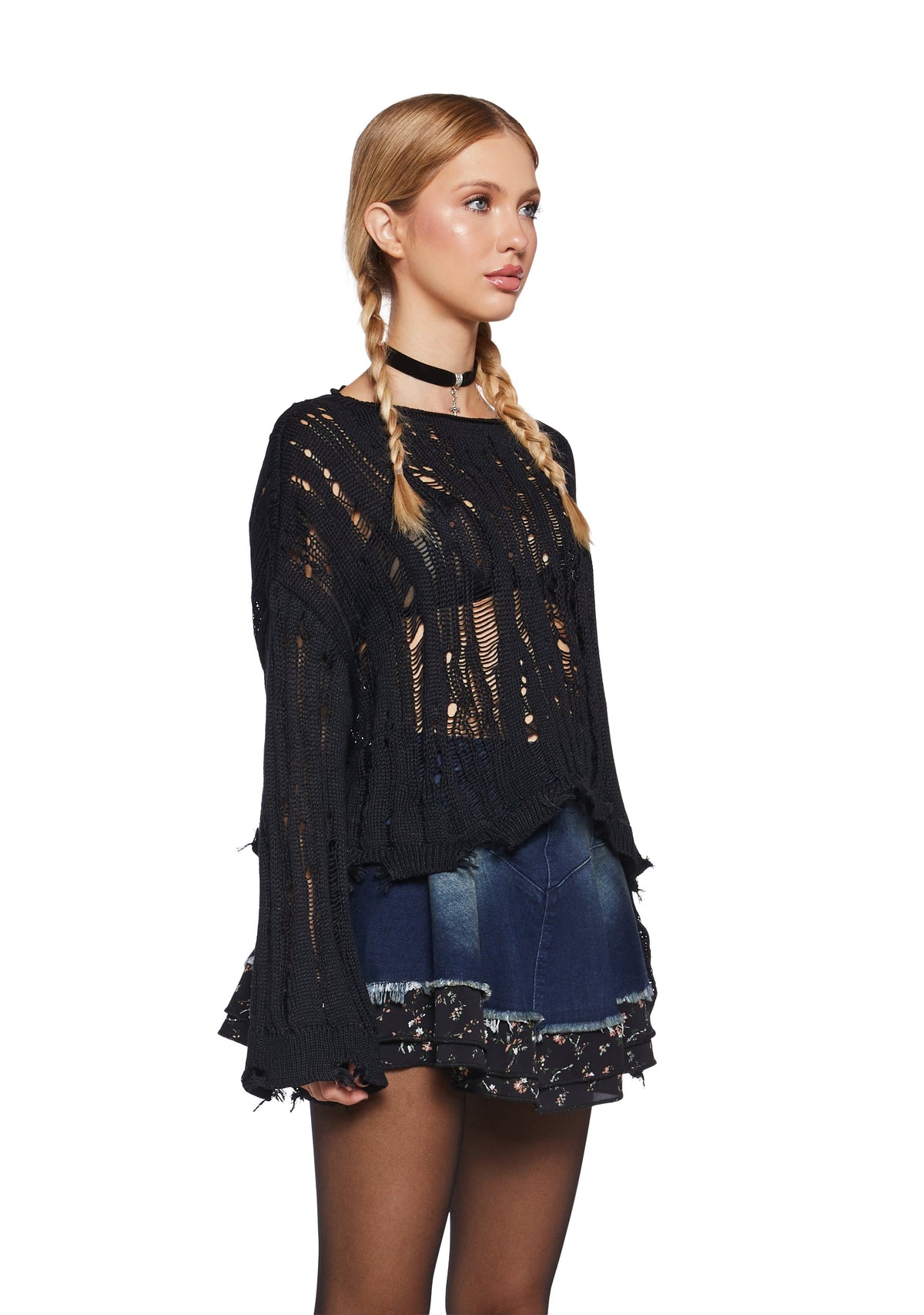 One More Thing Shredded Sweater