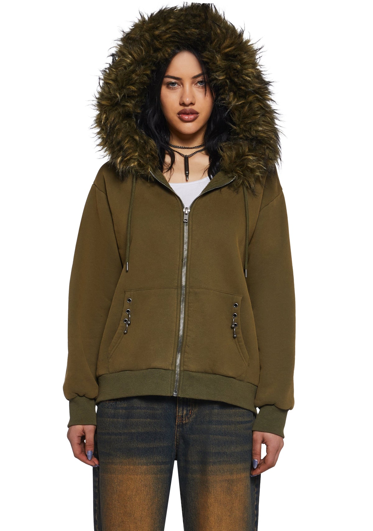 Off The Hook Zip-Up Hoodie - Green
