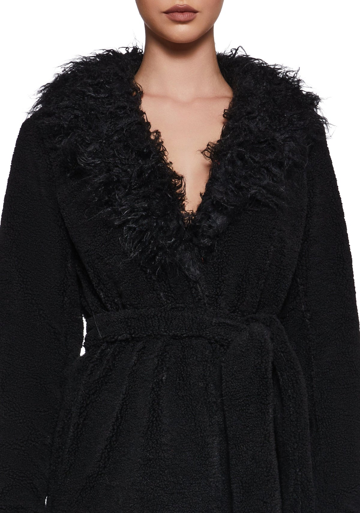 Winter Hearts Faux Fur Coat - Black