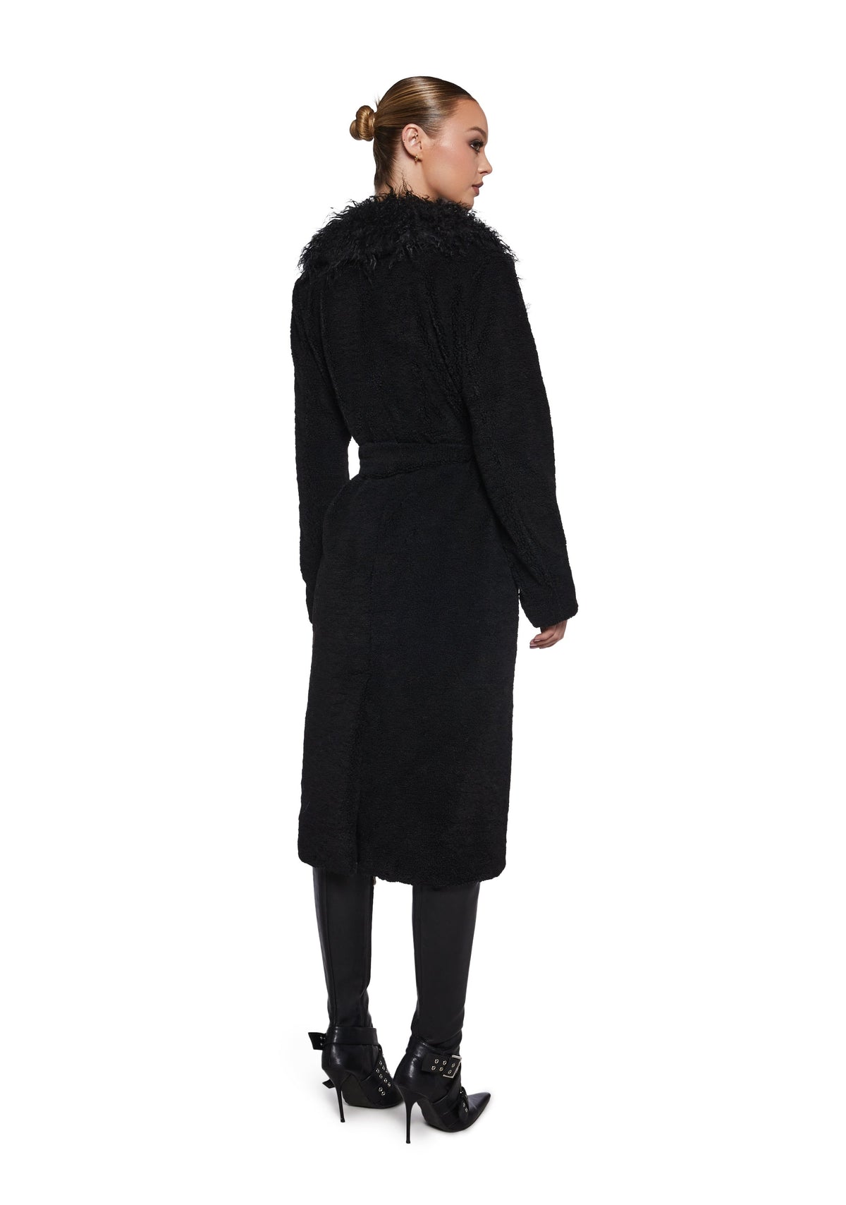 Winter Hearts Faux Fur Coat - Black