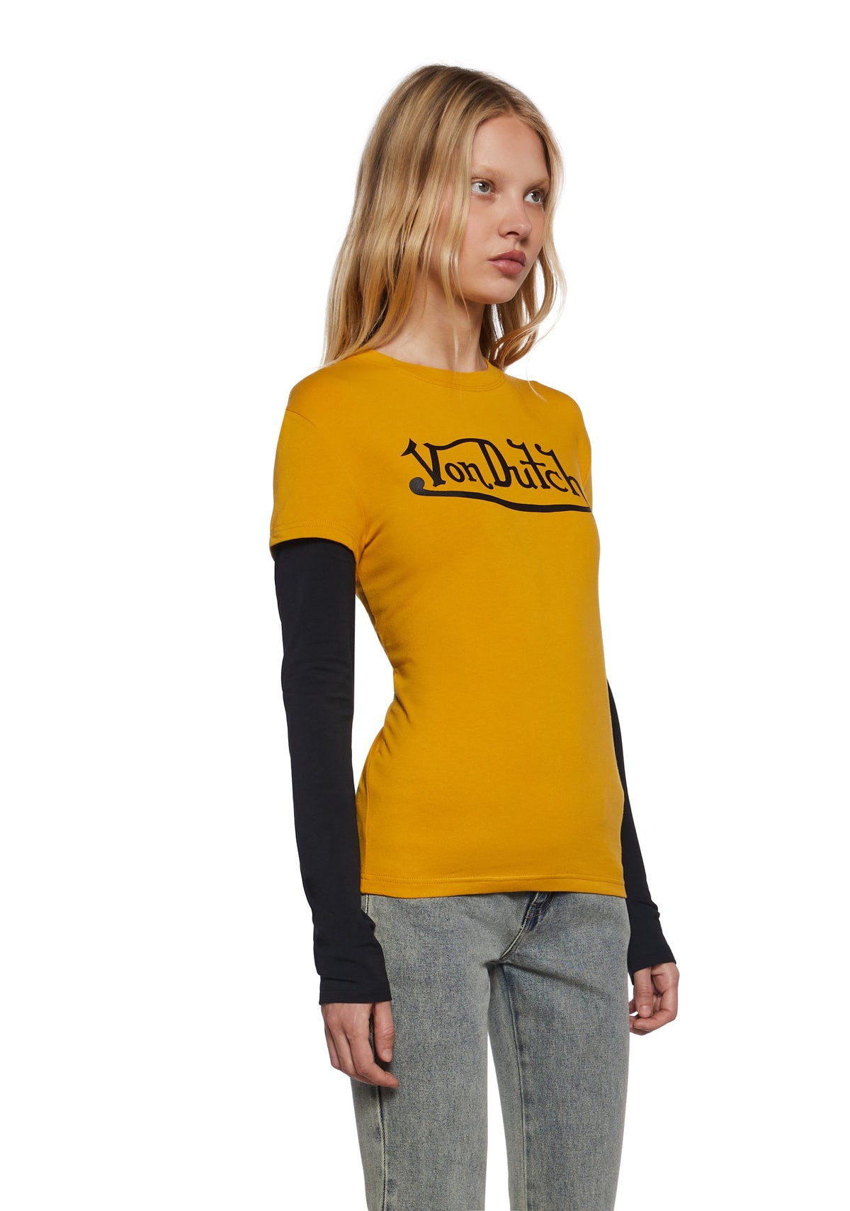 Fitted Twofer Long Sleeve Top