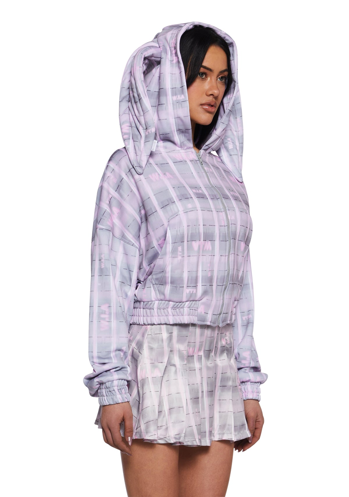 Erlang Zip Up Bunny Squares Hoodie