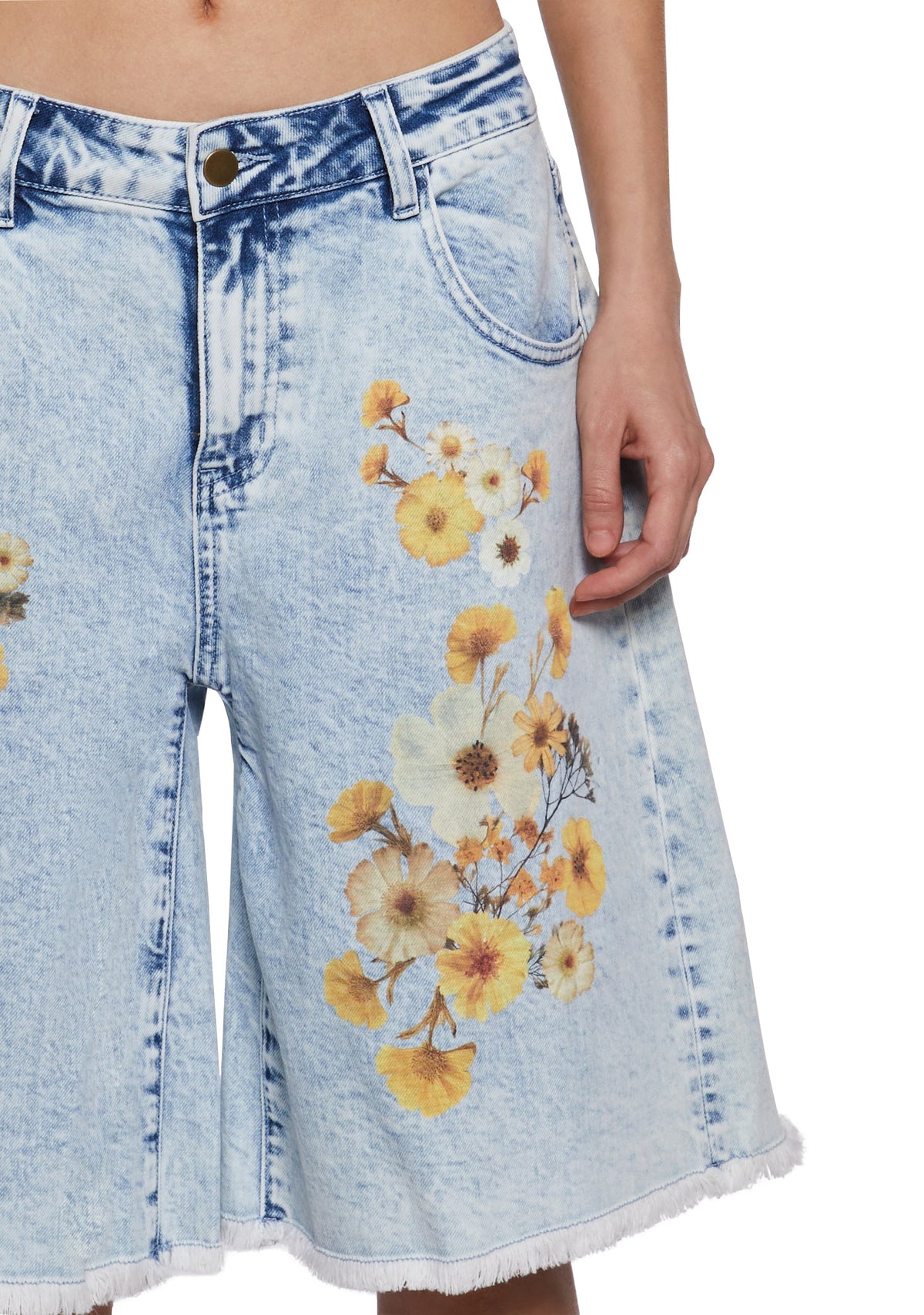 Pressed Flowers Denim Shorts