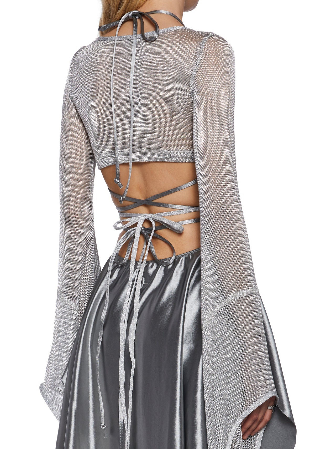 Echo Asymmetrical Wrap Dress - Metallic Silver