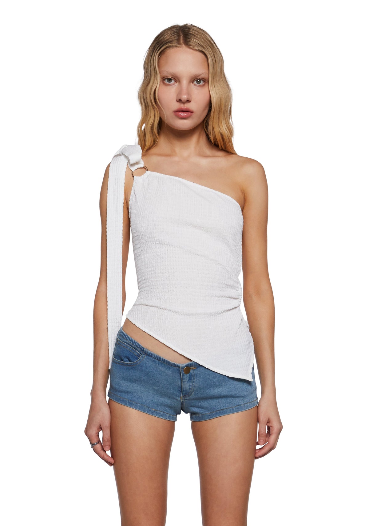 Dream Girl Asymmetrical Top - White