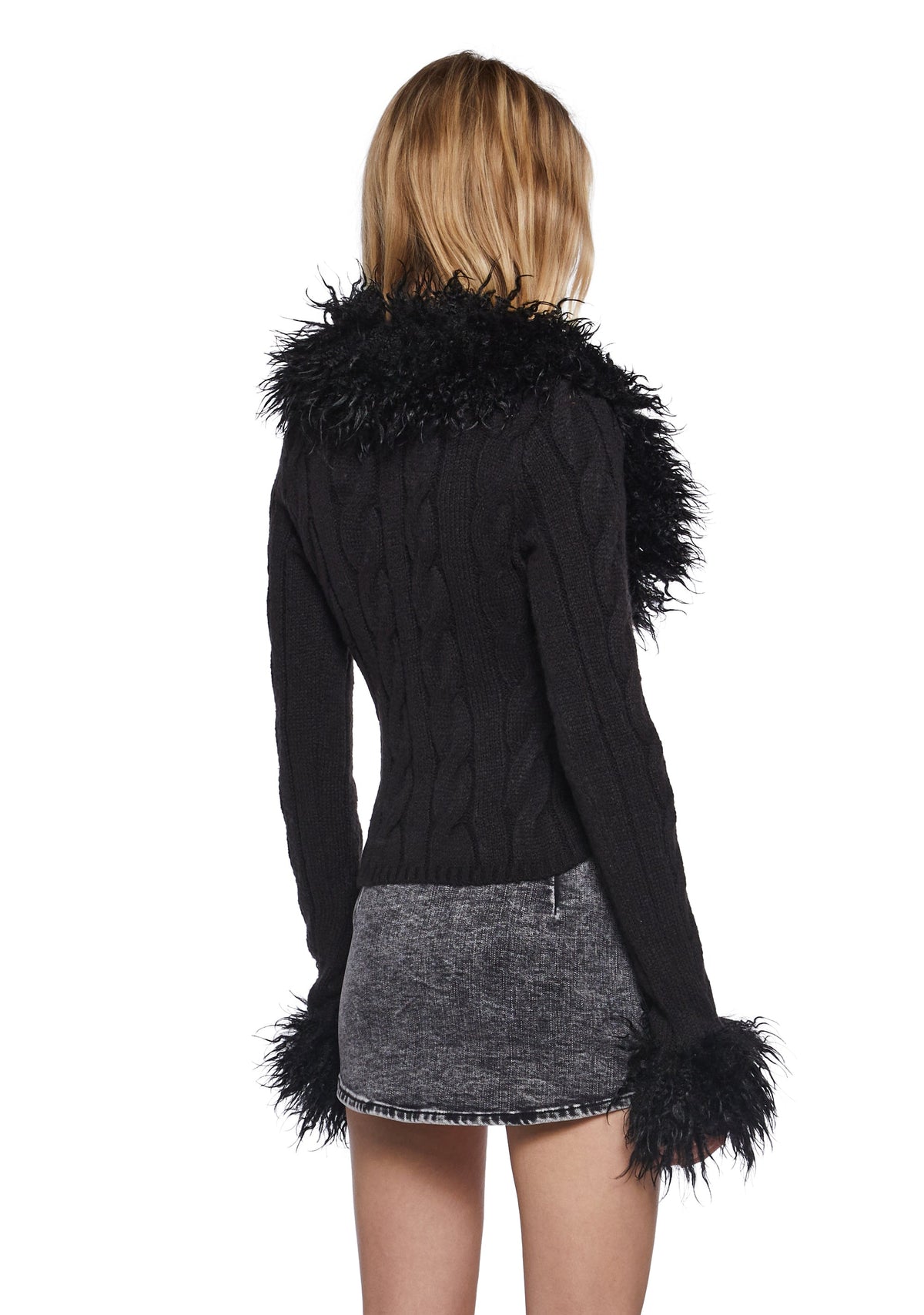 Covet Cable Knit Cardigan - Black
