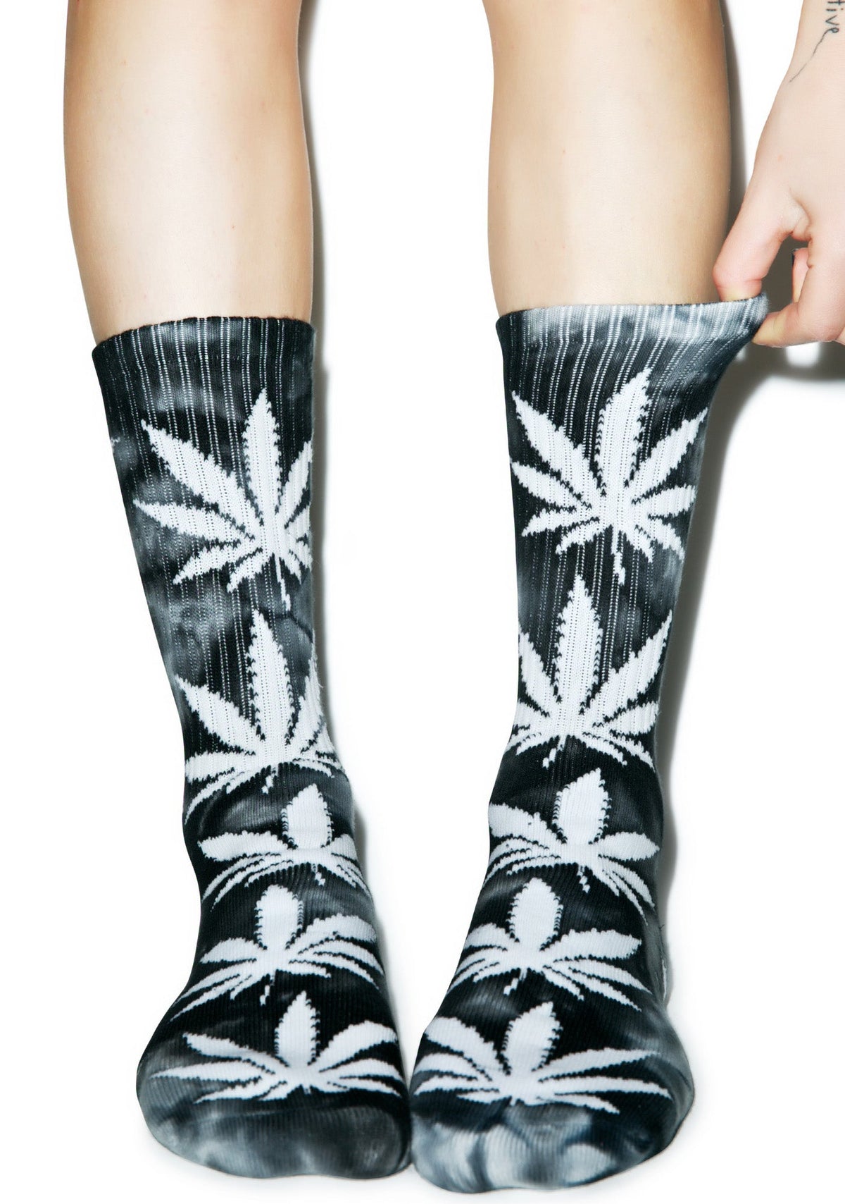 Tie Dye Plantlife Crew Sock - Dark Red