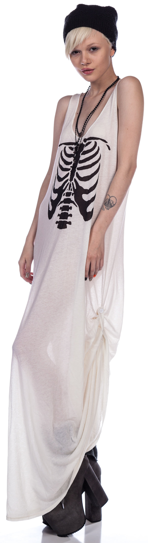 Inside Out Grunge Maxi Dress - Black