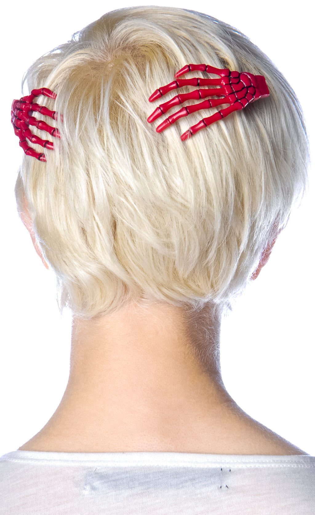 Skeleton Bone Hands Hair Slides - Gold
