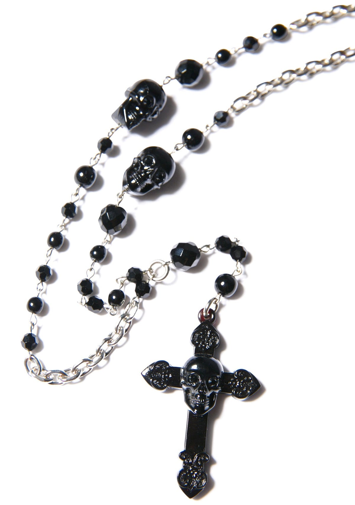Don't Cross Me Rosary Necklace - Light Brown