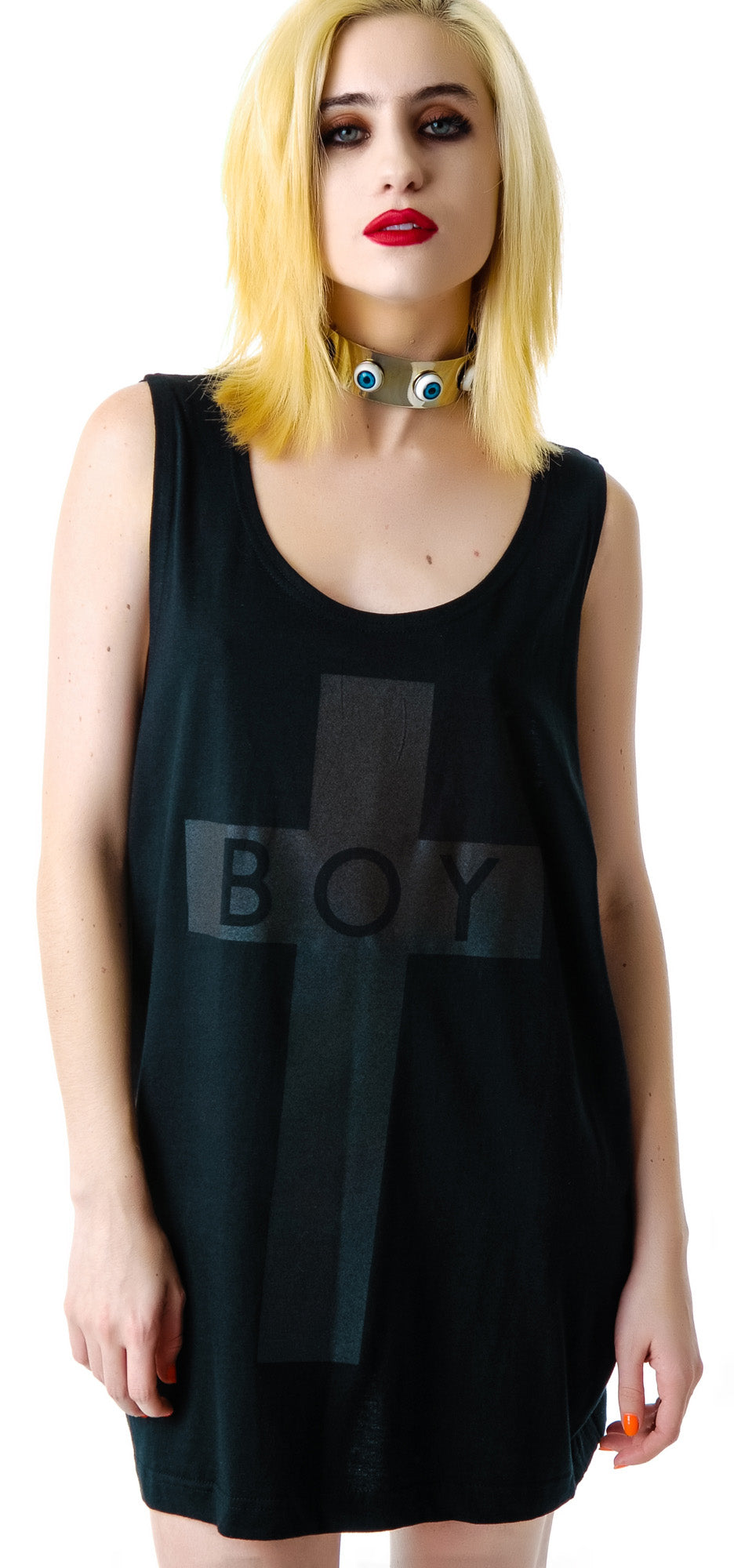 x BOY London Boy Cross Oversized Tank - Silver