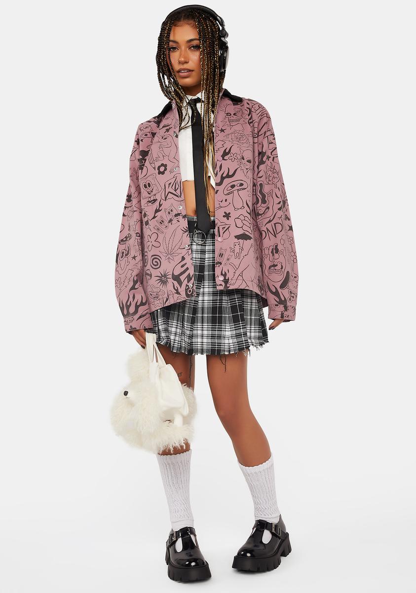 We Don't Care Coaches Jacket - Light Pink