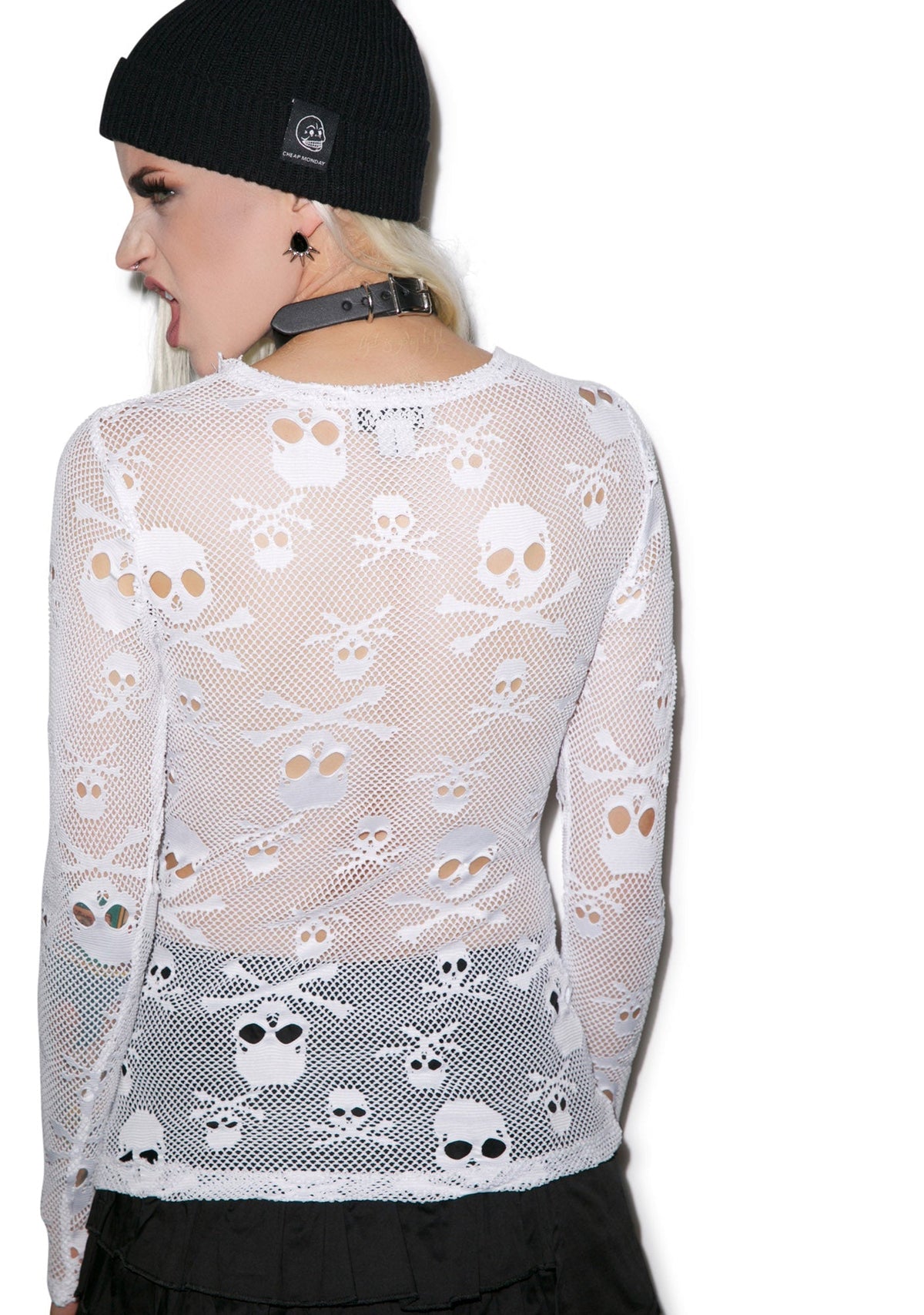Holey Net Long Sleeve Shirt - Black