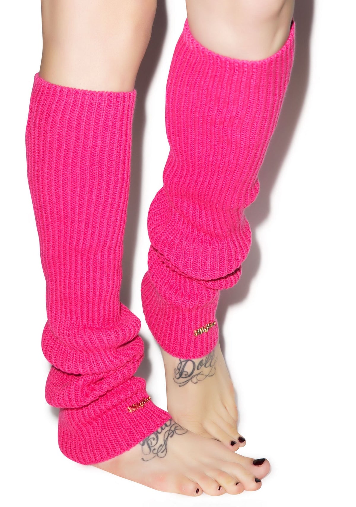 Chunky Knit Leg Warmers - Dark Pink