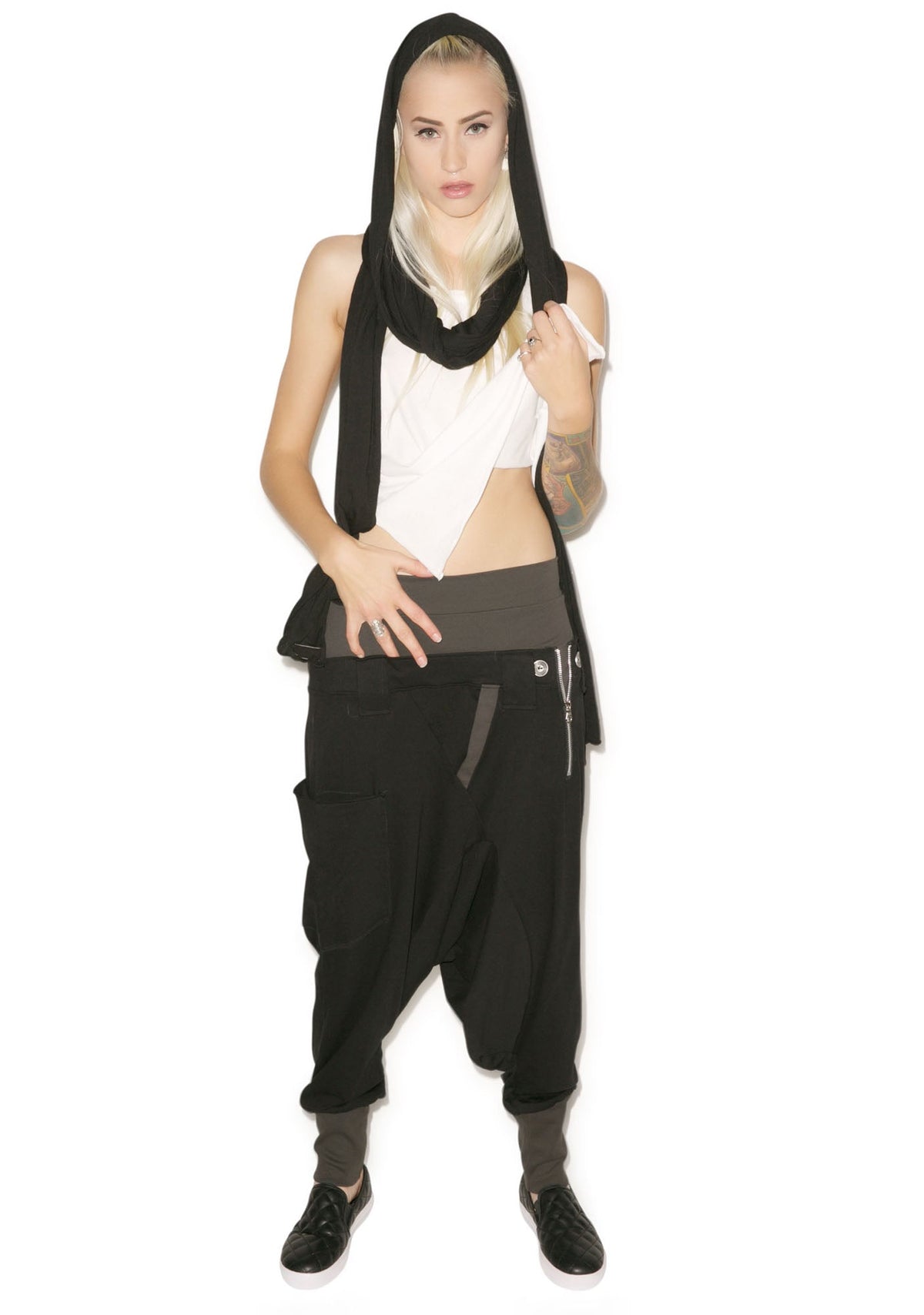 Rust Drop Crotch Pants - Dark Green