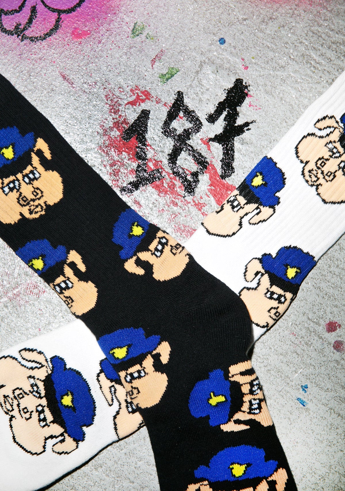Pig Cop Socks - Black