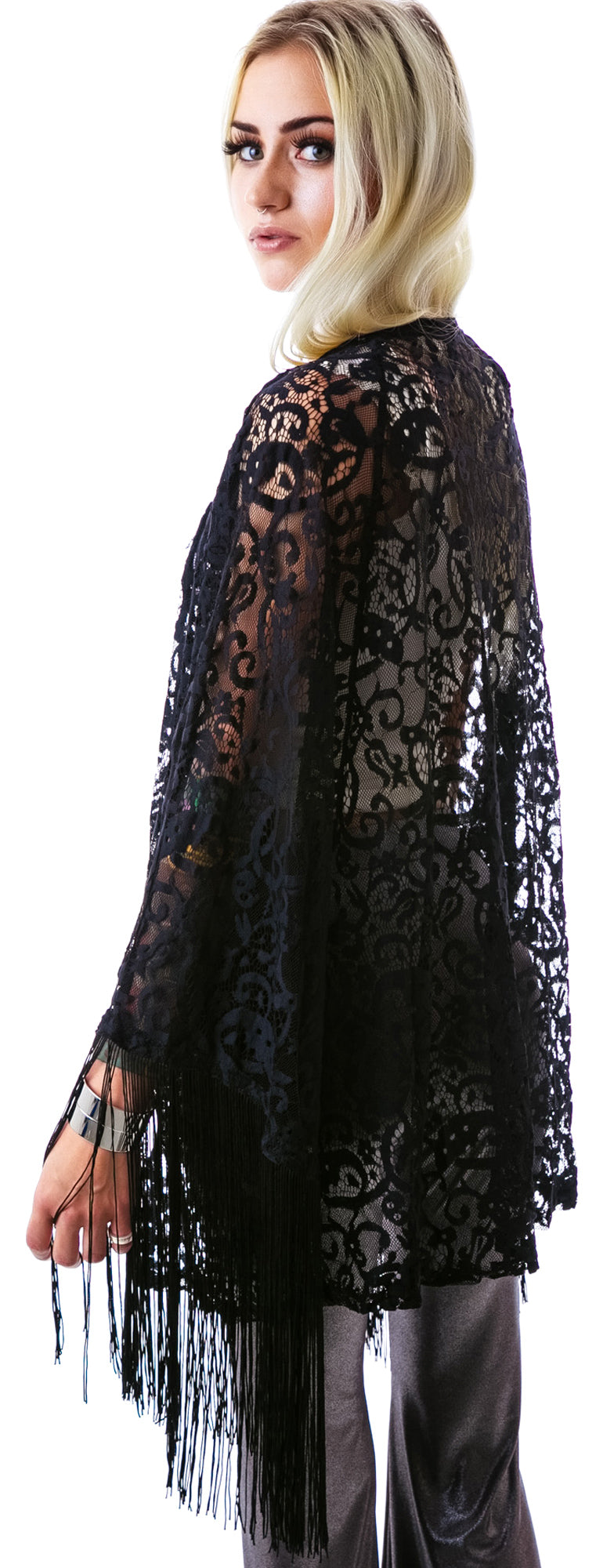 Livin' On The Fringe Kimono - White