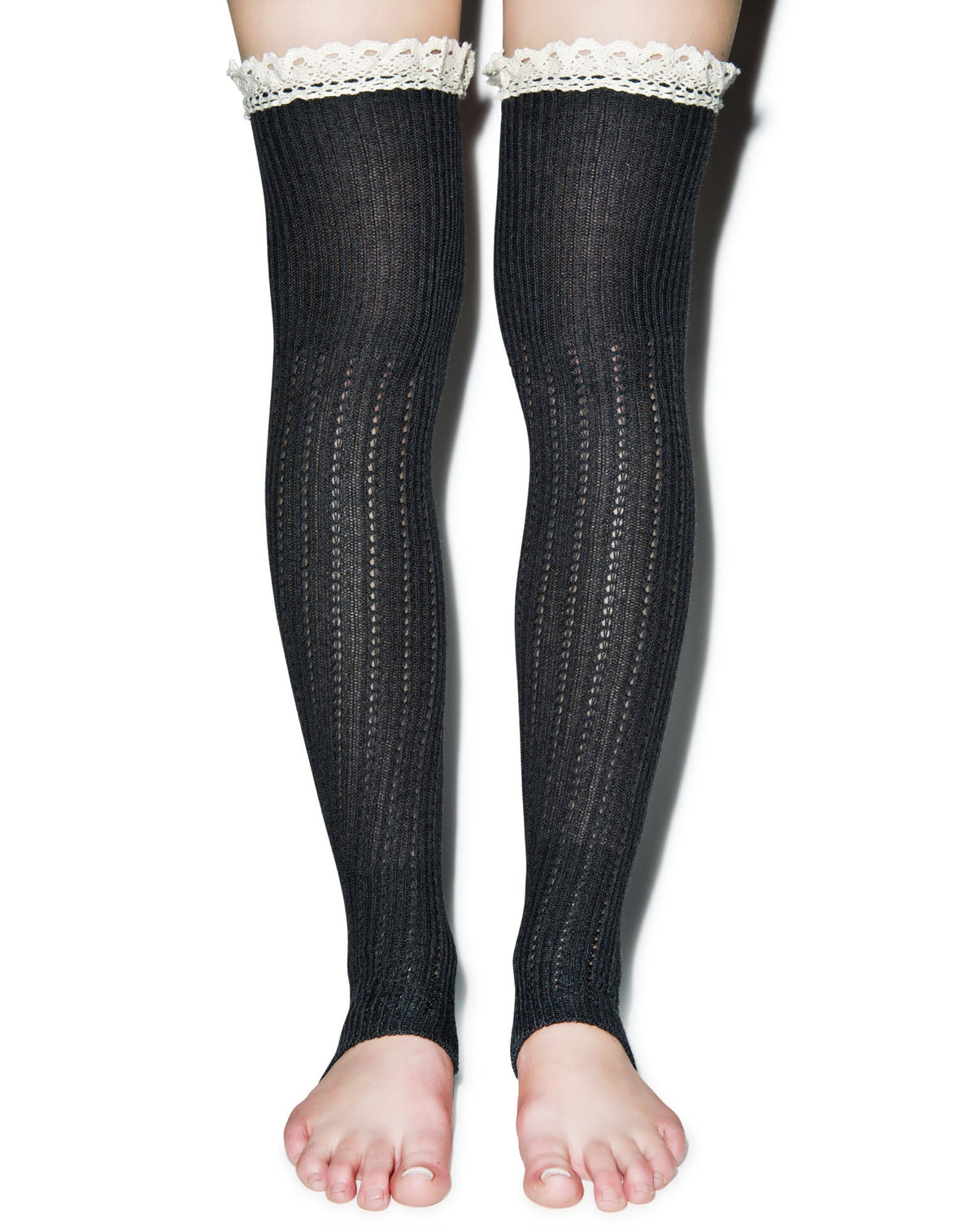 Lace For Days Legwarmers - Dark Gray