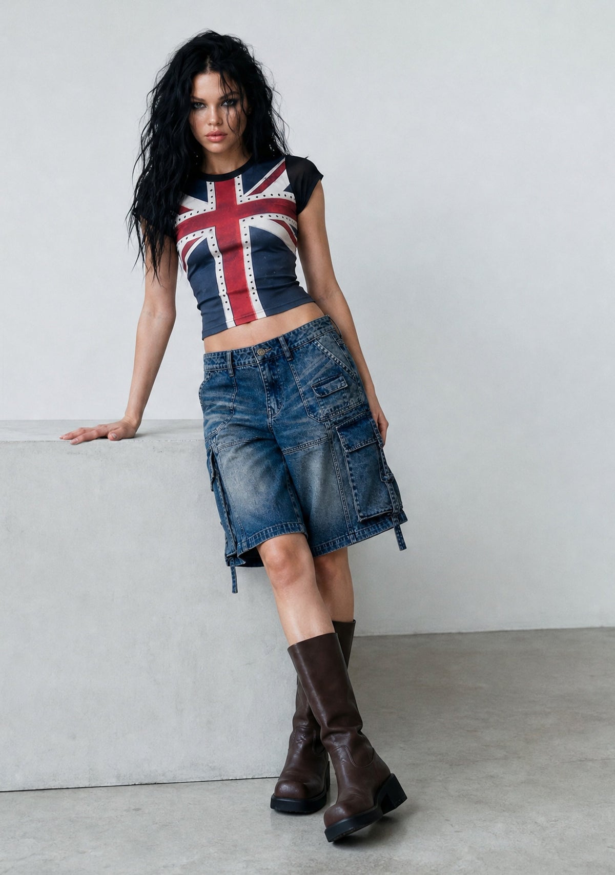 Union Jack Studded Baby Tee