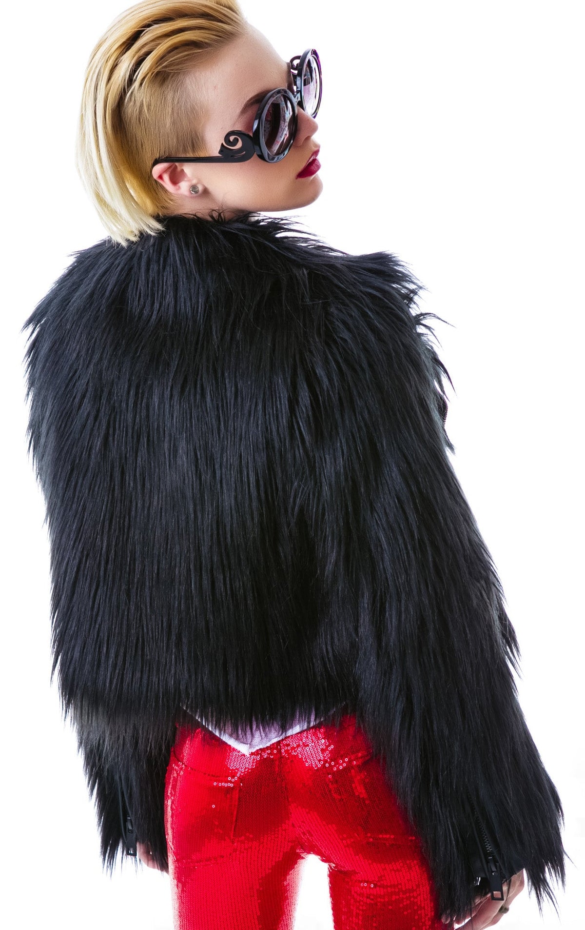 Minx Faux Fur Moto Jacket - Black