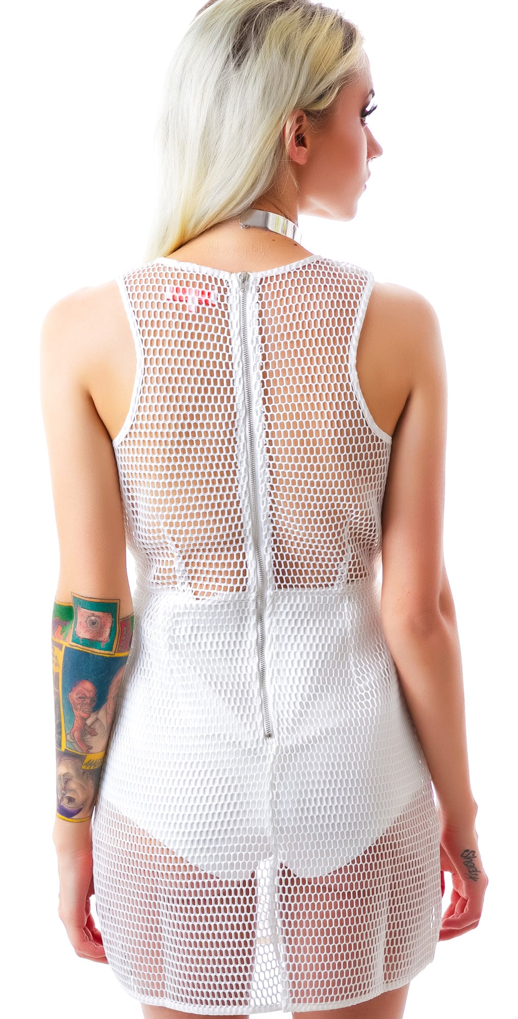 Censored Mesh Dress - Off White