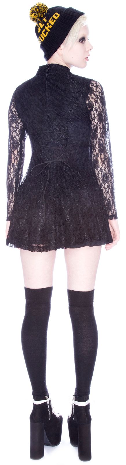 Lace Choker Dress - Black