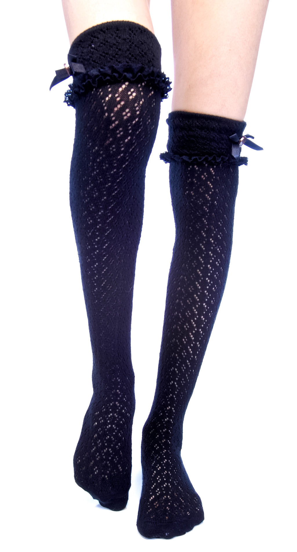 Ribbon Knee High Socks - Off White