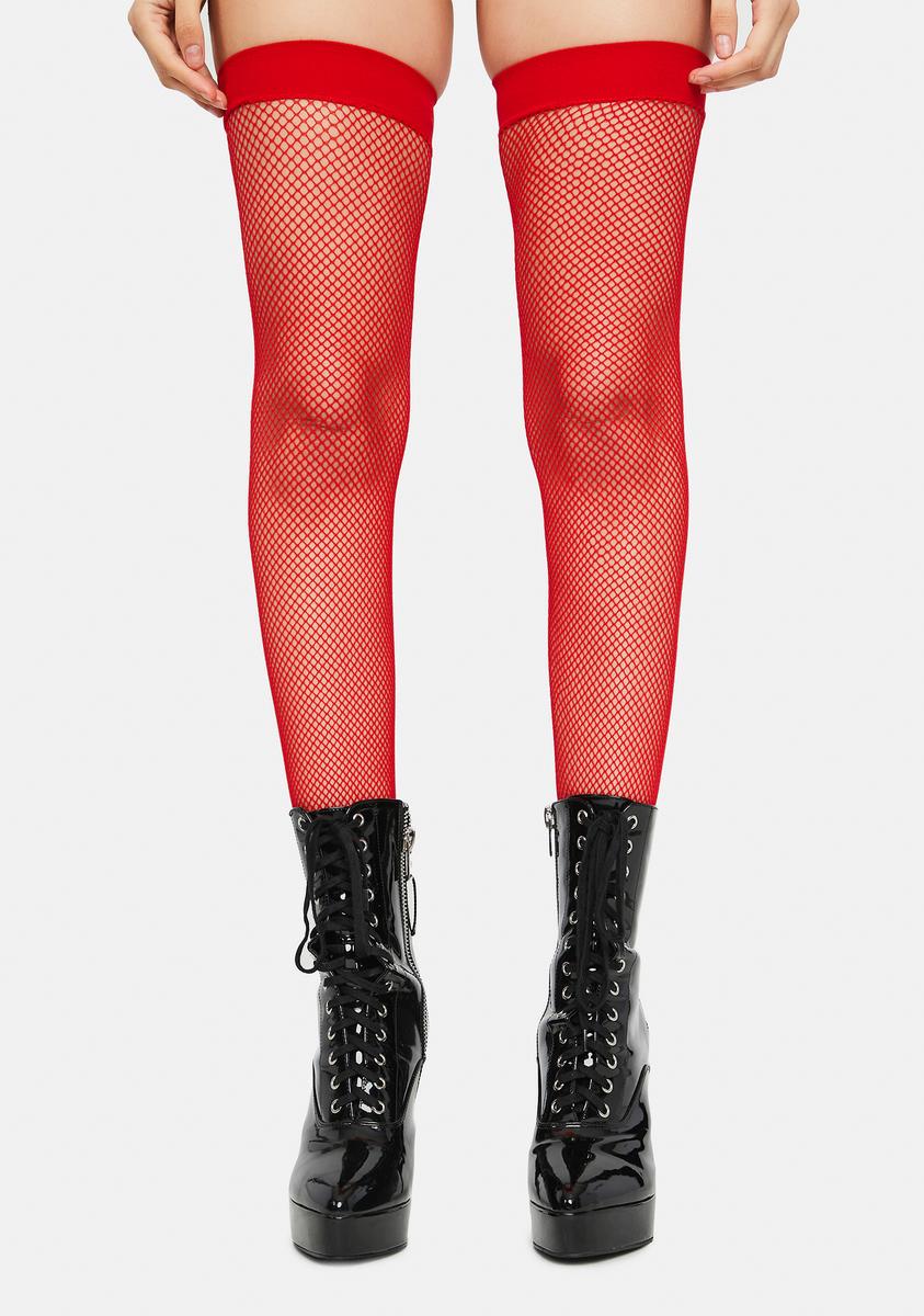 Cherry Everyday Slay Fishnet Thigh Highs