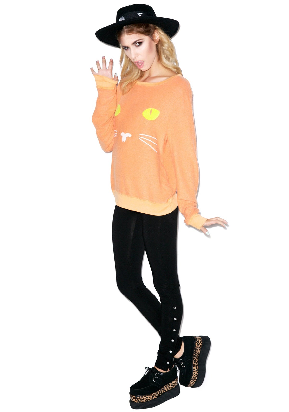 Black Cat Baggy Beach Jumper - Orange