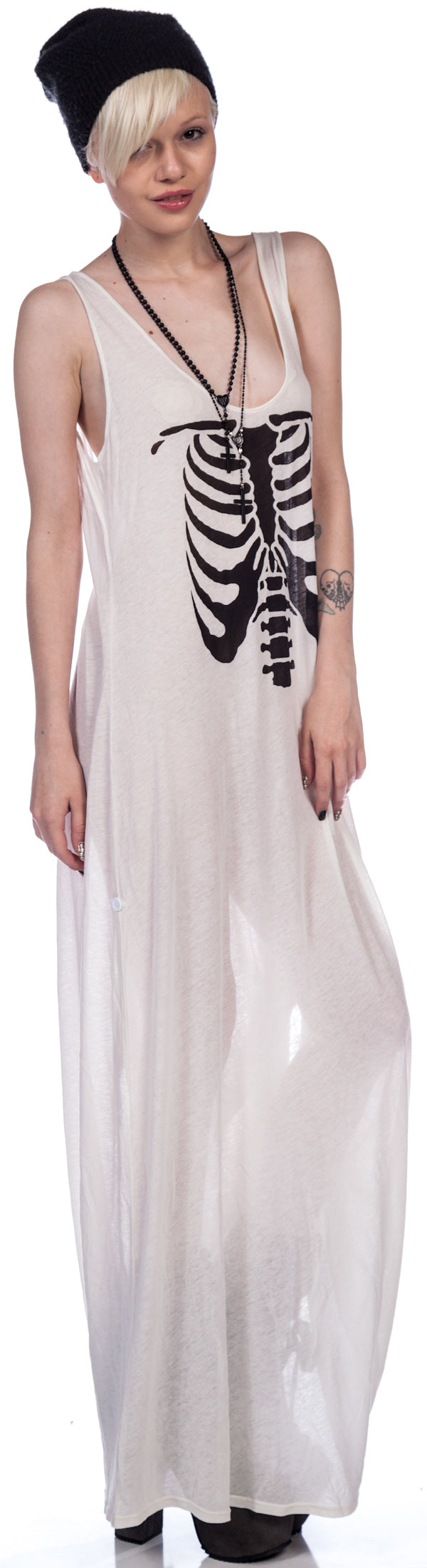 Inside Out Grunge Maxi Dress - Black